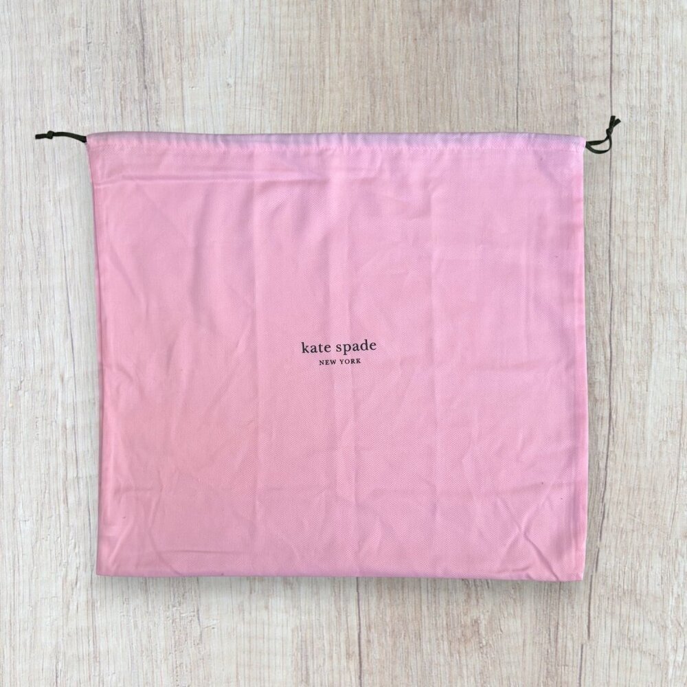 Kate Spade Pink Dust Bag Large Travel Storage Drawstring Preppy Green Logo